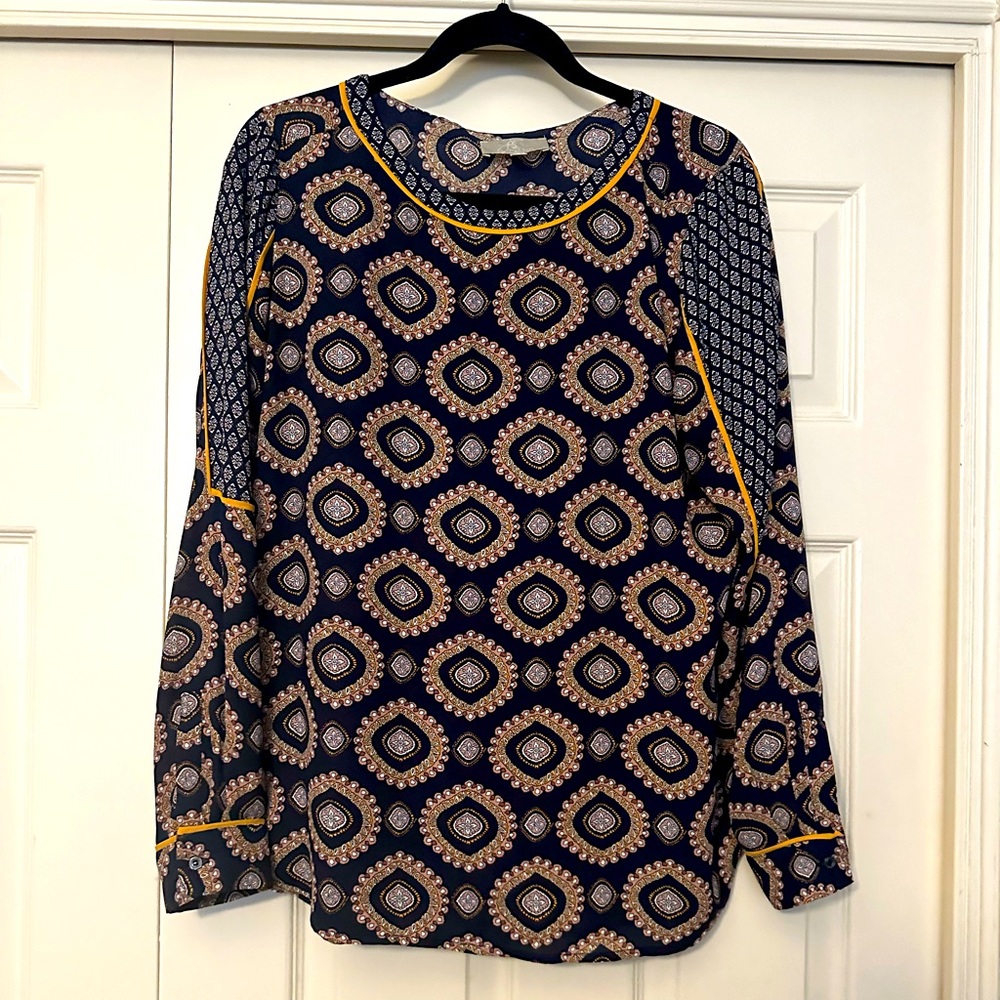 Joan Vass long sleeve pop over blouse